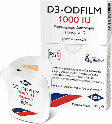 IBSA D3-Odfilm 1000IU Ταινίες Διασπειρόμενες στο Στόμα με Γεύση Πορτοκάλι 30τμχ