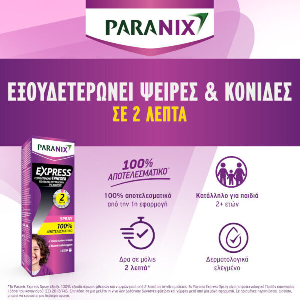 Paranix Express Αντιφθειρικό με Χτενάκι σε Spray για Παιδιά 95ml