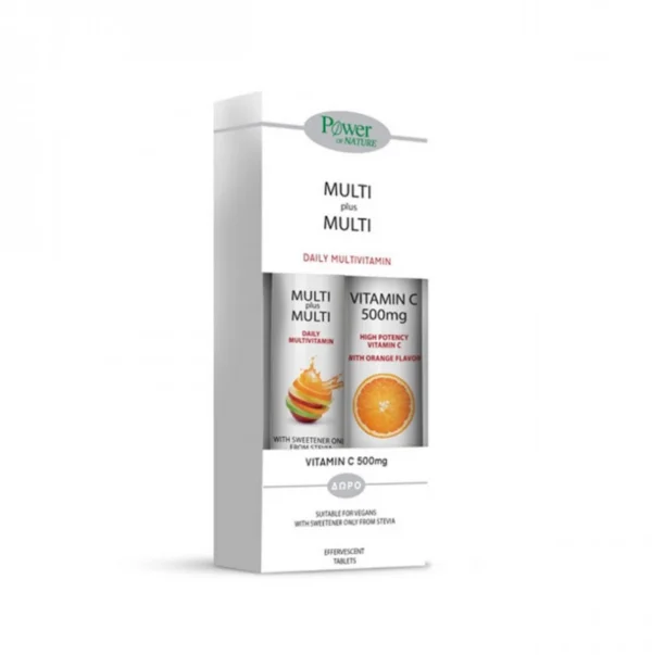 Power Health Multi Plus Multi Daily Multivitamin με Στέβια 20 Αναβράζοντα δισκία + Δώρο Vitamin C 500mg Πορτοκάλι 20 Αναβράζοντα δισκία