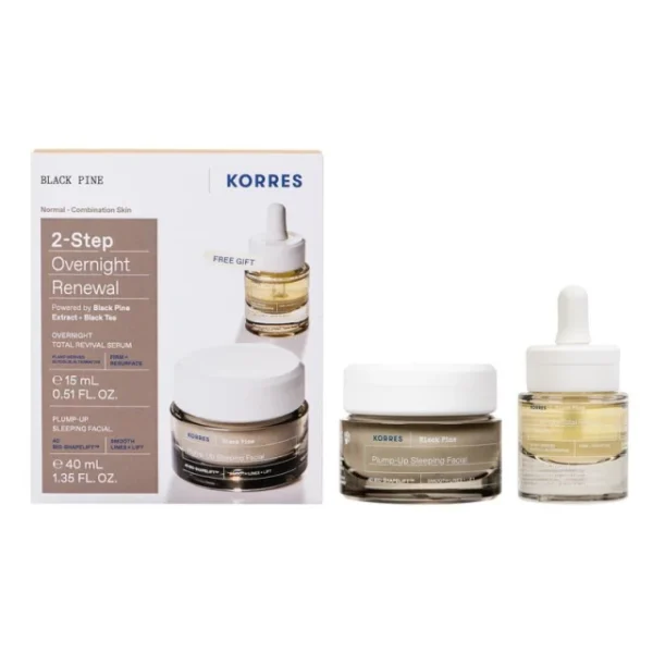 Korres Black Pine Promo Plump-Up Sleeping Facial Κρέμα Νύχτας με Μαύρη Πεύκη 4D για Σύσφιγξη & Lifting, 40ml & Δώρο Overnight Total Revival Serum Ορός Προσώπου για Ολική Ανανέωση, 15ml, 1σετ