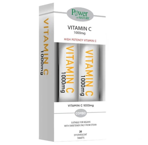 Power of Nature Combo Vitamin C 1000mg Stevia, 2x20eff.tabs