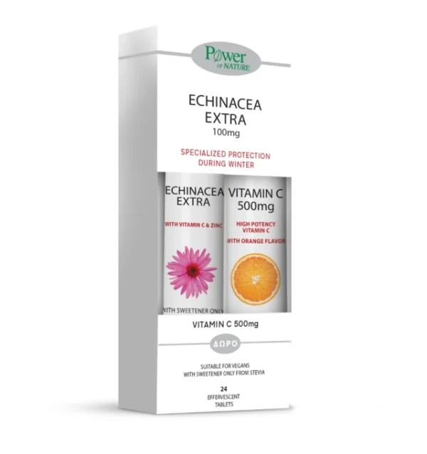 Power of Nature Promo Echinacea Extra 100mg, 20eff.tabs & Vitamin C 500mg, 20eff.tabs, 1σετ