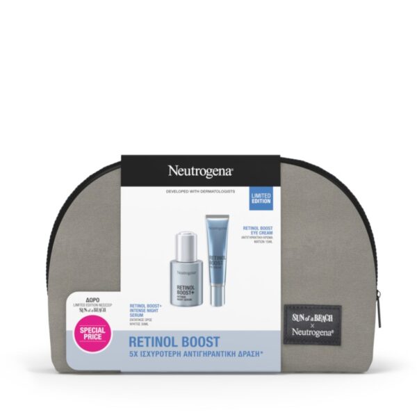 Neutrogena Retinol Boost Promo Retinol Boost+ Intense Night Serum Εντατικός Ορός Νυκτός, 30ml, Retinol Boost Eye Cream Αντιγηραντική Κρέμα Ματιών, 15ml & Δώρο Limited Edition Νεσεσέρ Sun of a Beach, 1σετ