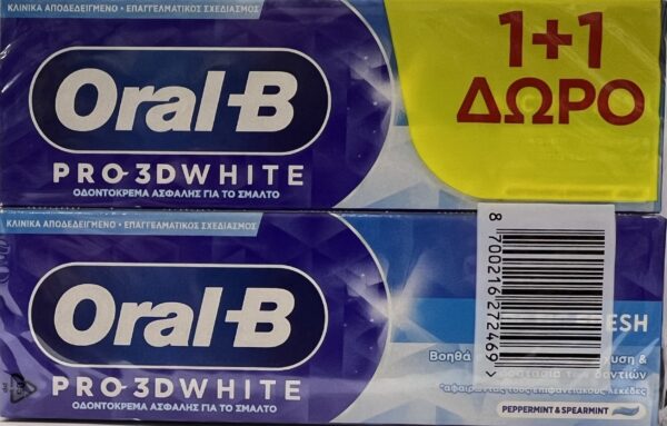 Oral-B Pro 3D White Arctic Fresh 75ml 1+1