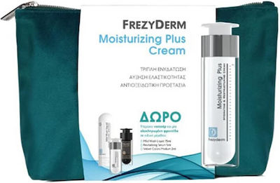 Frezyderm Promo Moisturizing Plus Cream Ενυδατική Κρέμα Προσώπου & Λαιμού, 50ml, Δώρο Mild Wash Liquid Απαλό Καθαριστικό Προσώπου, 15ml, Revitalizing Serum Ορός Αντιγήρανσης, 5ml, Velvet Colors Medium Ματ Μake Up, 2ml & Νεσεσέρ, 1σετ