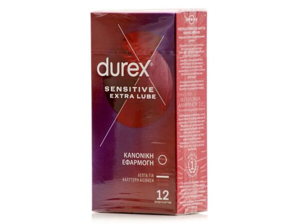 Durex Προφυλακτικά Πολύ Λεπτά Sensitive Έξτρα Λιπαντικό, 12τεμ