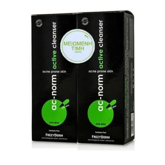 Frezyderm Promo AC Norm Active Cleanser Απαλό Υγρό Καθαρισμού για το Λιπαρό Δέρμα με Τάση Ακμής, 2x200ml