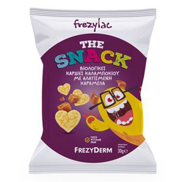 FrezyDerm Frezylac The Snack Organic Corn Salted Caramel Βιολογικές Καρδιές Καλαμποκιού με Αλατισμένη Kαραμέλα, 30gr