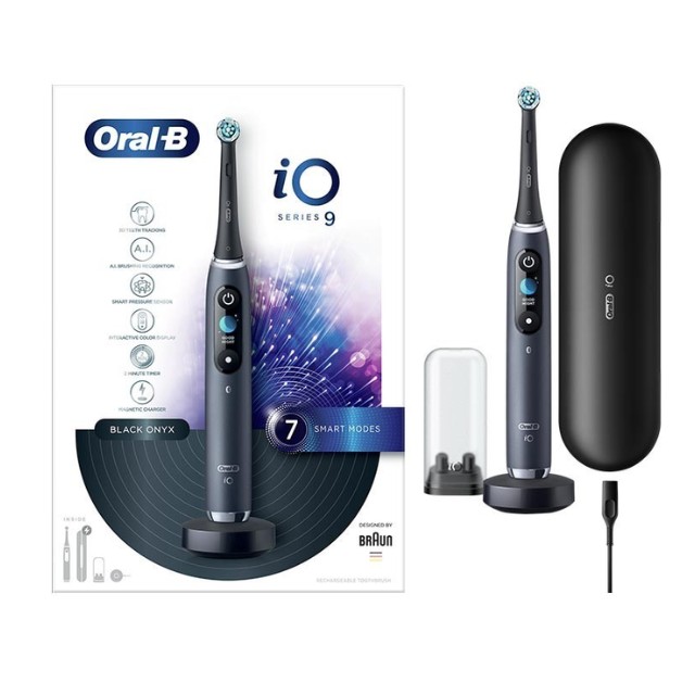 Oral-B iO Series 9 Ηλεκτρική Οδοντόβουρτσα με Χρονομετρητή και Αισθητήρα Πίεσης Black Onyx