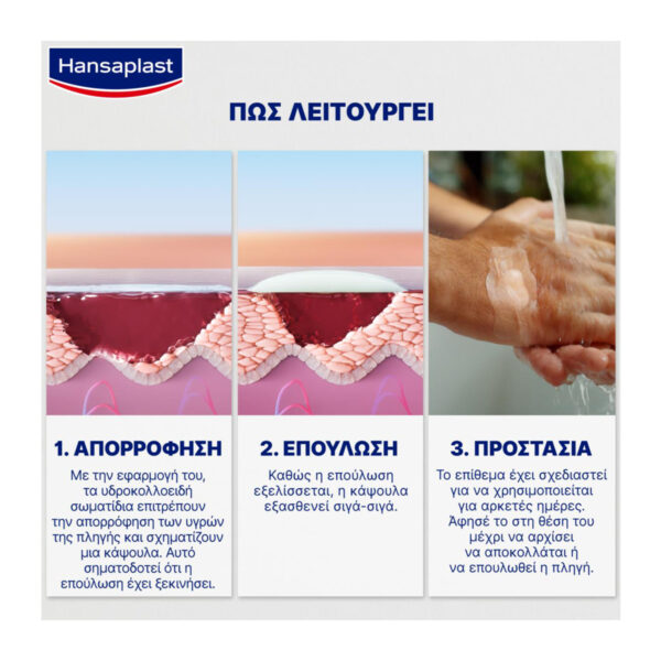 Hansaplast Second Skin Protection XL Προηγμένα Υδροκολλοειδή Επιθέματα 100% Αδιάβροχα, 3τεμ