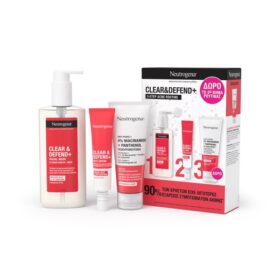 Neutrogena Promo Clear & Defend+ 3-Step Acne Routine Σετ Περιποίησης κατά της Ακμής με Clear & Defend+ Καθαριστικό Προσώπου, 200ml, Ορό Προσώπου Καθημερινής Χρήσης, 30ml & Δώρο Ενυδατικό Gel Προσώπου, 50ml, 1σετ