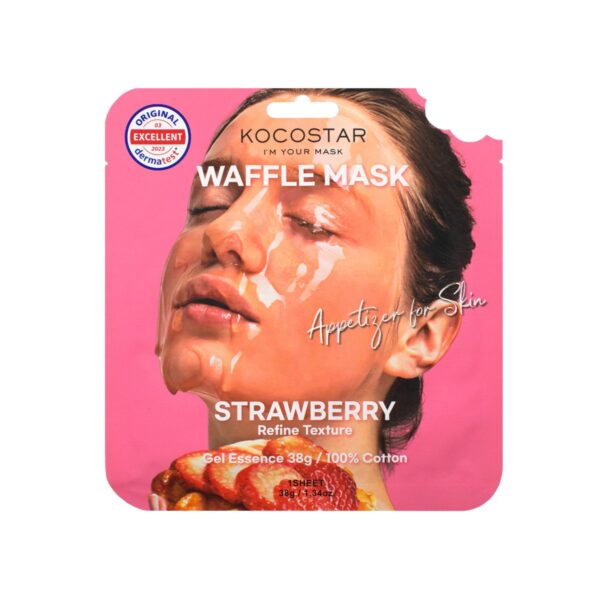 Kocostar Waffle Mask Strawberry Εμποτισμένη Μάσκα Καθαρισμού και Λάμψης για Λιπαρές Επιδερμίδες 40gr