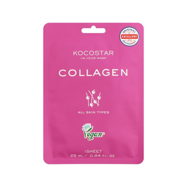 Kocostar Collagen Sheet Mask Εμποτισμένη Μάσκα Προσώπου για Αναζωογόνηση, 25ml