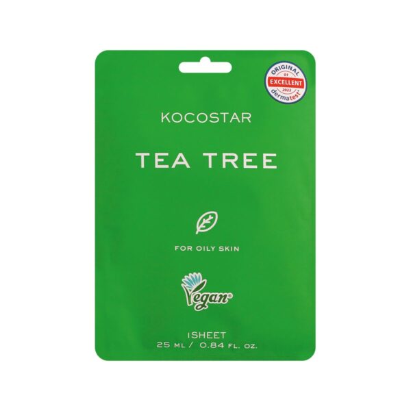 Kocostar Tea Tree Sheet Mask Εμποτισμένη Μάσκα Προσώπου για Τόνωση, 25ml