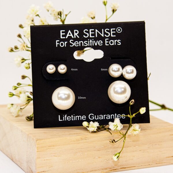 Ear Sense ES52 10mm White Pearl Υποαλλεργικά Σκουλαρίκια
