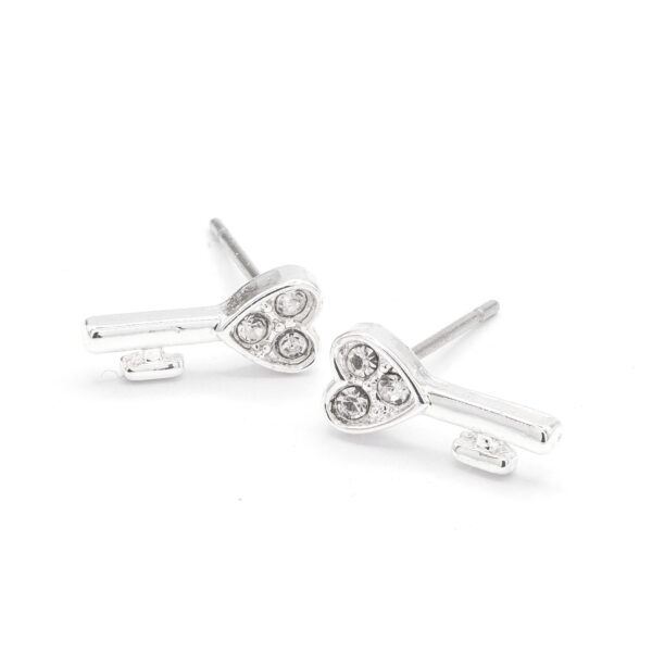 EAR SENSE Υποαλλεργικά σκουλαρίκια Silver Key Stud Earrings ES28 1 ζεύγος