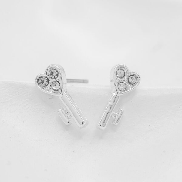 EAR SENSE Υποαλλεργικά σκουλαρίκια Silver Key Stud Earrings ES28 1 ζεύγος