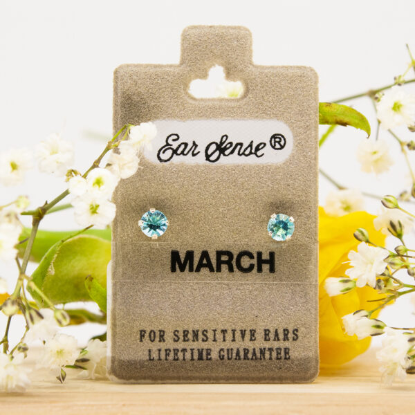 Ear Sense ES3 March Birthstone Earrings 1ζεύγος Υποαλλεργικά Σκουλαρίκια