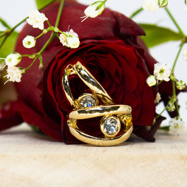 Ear Sense ES87 Gold Half Hoop Crystal Υποαλλεργικά Σκουλαρίκια