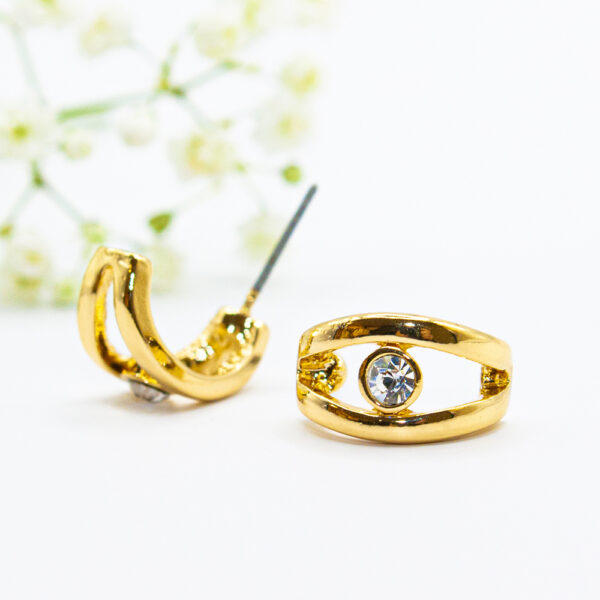 Ear Sense ES87 Gold Half Hoop Crystal Υποαλλεργικά Σκουλαρίκια