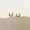 Ear Sense Υποαλλεργικά σκουλαρίκια ES47 Gold Half Moon Pearl Earrings 1 ζεύγος