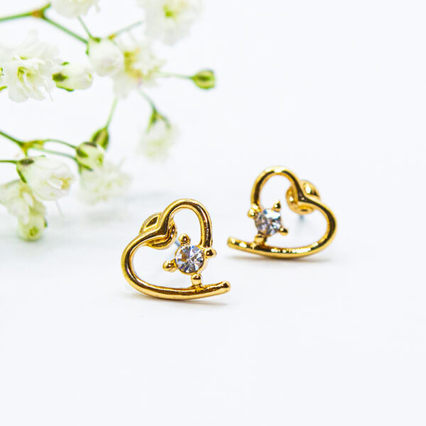 Ear Sense ES85 Gold Open Heart Crystal Υποαλλεργικά Σκουλαρίκια
