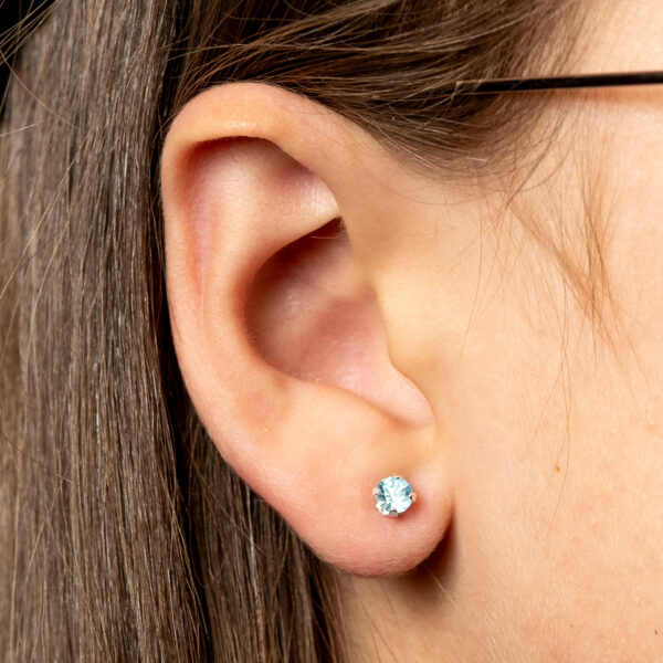 Ear Sense ES3 March Birthstone Earrings 1ζεύγος Υποαλλεργικά Σκουλαρίκια