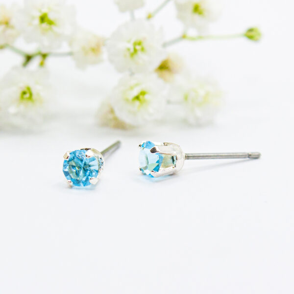 Ear Sense ES3 March Birthstone Earrings 1ζεύγος Υποαλλεργικά Σκουλαρίκια