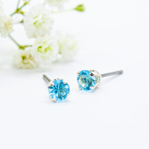 Ear Sense ES3 March Birthstone Earrings 1ζεύγος Υποαλλεργικά Σκουλαρίκια