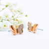 Ear Sense ES18 Rose Gold Diamante Butterfly Υποαλλεργικά Σκουλαρίκια