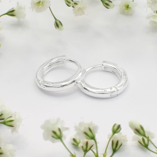 EAR SENSE Υποαλλεργικά σκουλαρίκια 13mm Silver Huggie Hoop