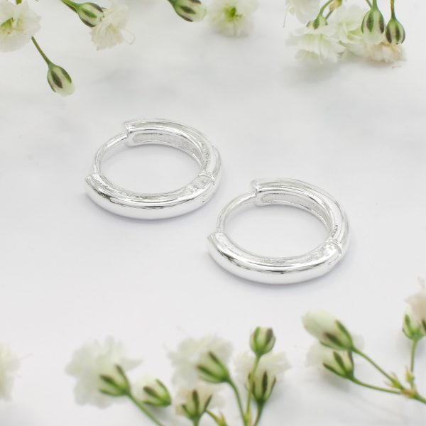 EAR SENSE Υποαλλεργικά σκουλαρίκια 13mm Silver Huggie Hoop