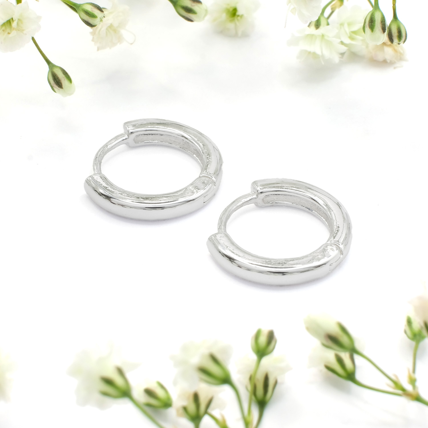 EAR SENSE Υποαλλεργικά σκουλαρίκια 13mm Silver Huggie Hoop