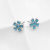 EAR SENSE Υποαλλεργικά σκουλαρίκια ES73 Turquoise Crystal Flower Stud Earrings