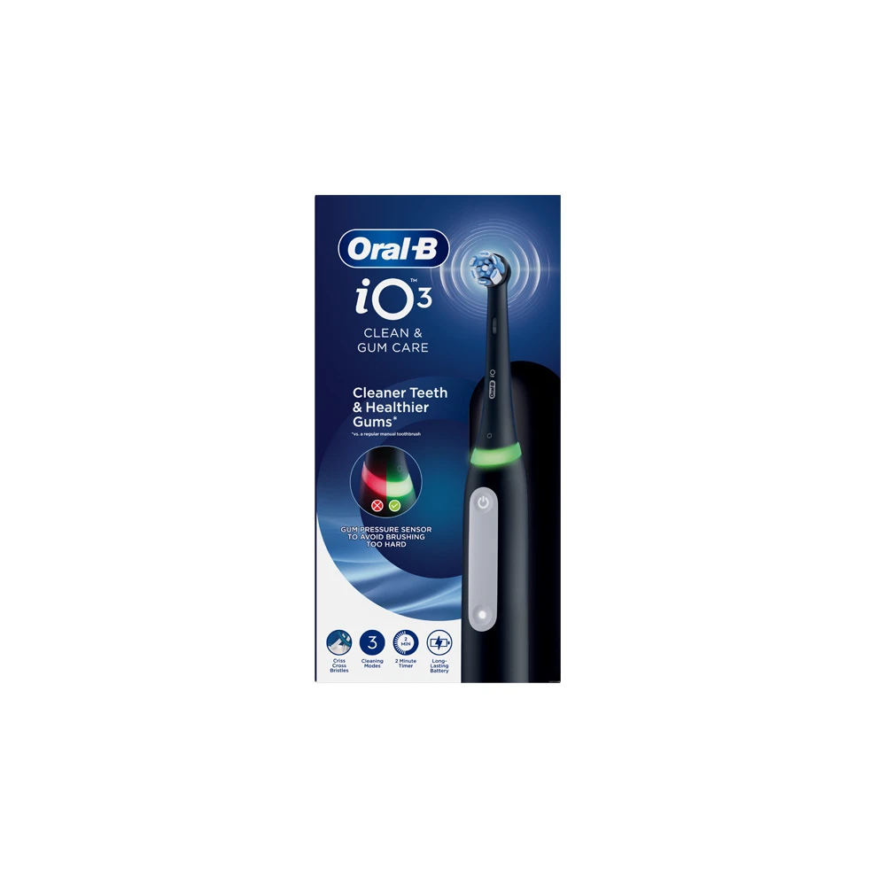 ORAL-B iO3 Magnetic Ηλεκτρική Οδοντόβουρτσα με Αισθητήρα Πίεσης και Θήκη Ταξιδίου Μαύρη