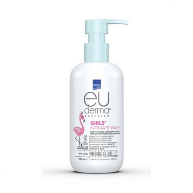 Intermed Euderma Babyderm Girl's Intimate Wash 250ml | Καθαριστικό Υγρό για την Ευαίσθητη Περιοχή των Κοριτσιών από τη Γέννηση έως και την Πρώτη Περίοδο